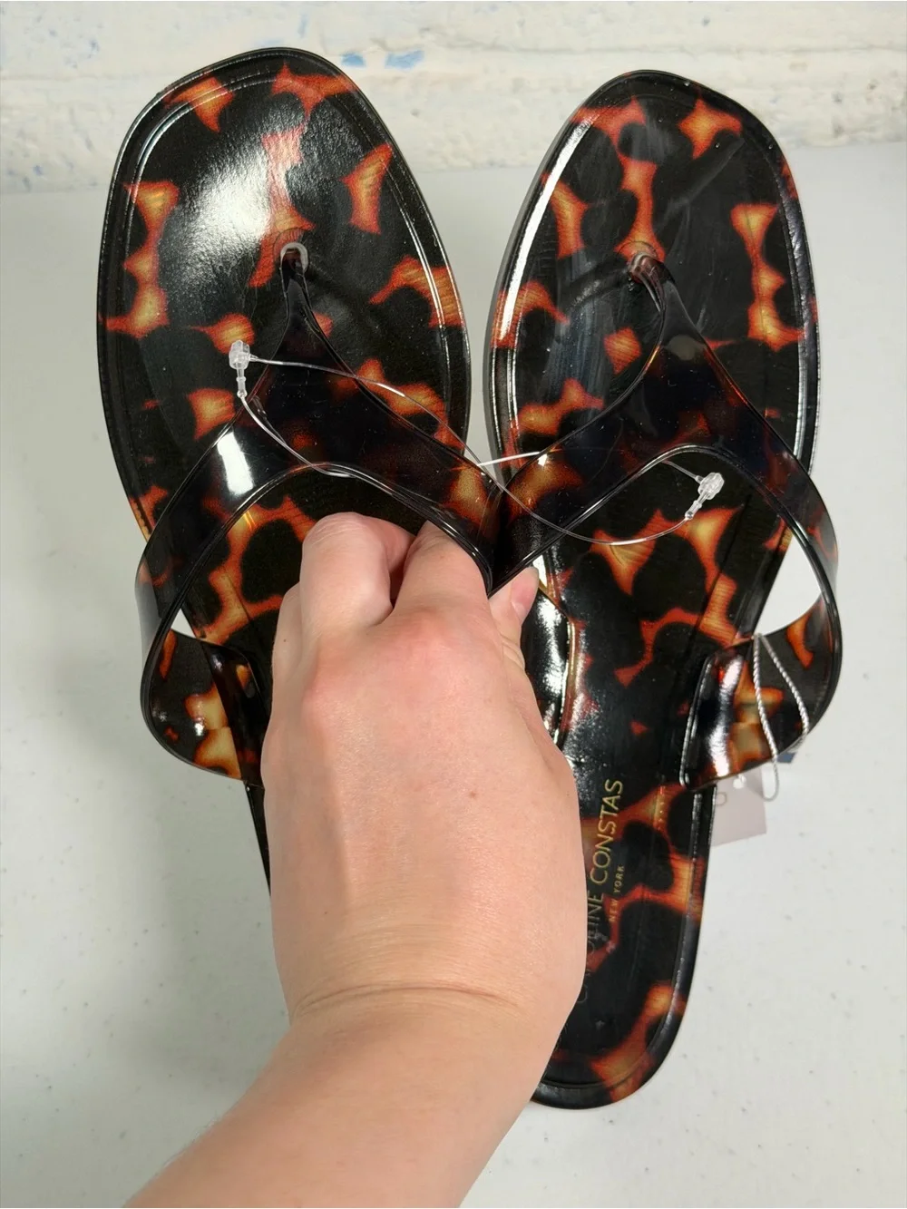 Caroline Constas New York Tortoise Jelly Flip Flop Sandals